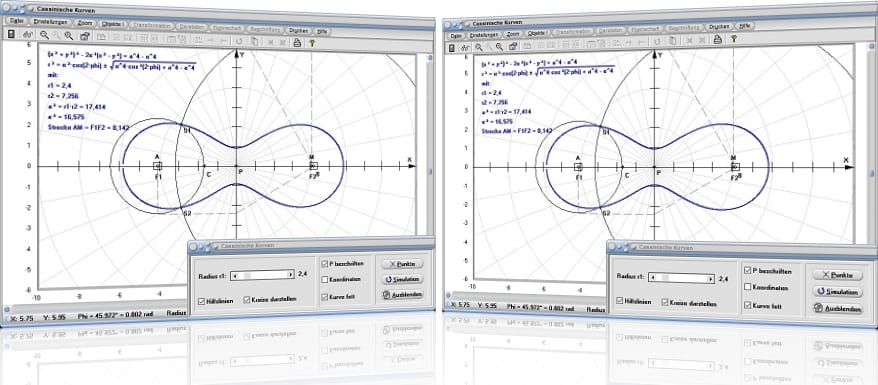 MathProf - Cassinische Kurven - Cassini - Kurve - Formel - Funktion - Gleichung - Definition - Graph - Rechner - Berechnen - Darstellen - Zeichnen - Plotten