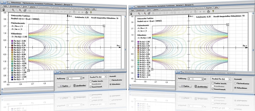 MathProf - Höhenlinien - Höhenverlauf - Höhe - Niveau - Kontur - Höhenschichtlinien - Höhenprofil - Höhen - Schnittebene - Grafik - Funktionen - Komplexe Funktionen - Komplexe Funktion
