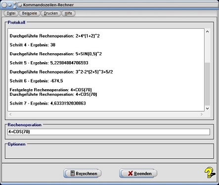 MathProf - Kommandozeileninterpreter - Kommandozeilenbefehle - Befehle - Editor - Parameter - Berechnen - Editor