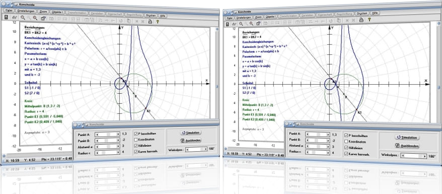 MathProf - Konchoide - Scheitel - Asymptote - Formel - Gleichung - Definition - Graph - Konstruieren - Rechner - Berechnen - Darstellen - Zeichnen - Plotten