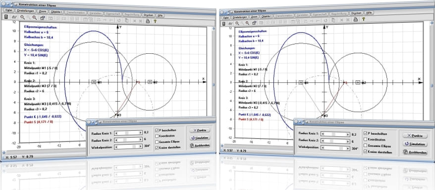 MathProf - Ellipse - Konstruktion - Konstruieren - Ellipsenkonstruktion - Zeichnen - Darstellen