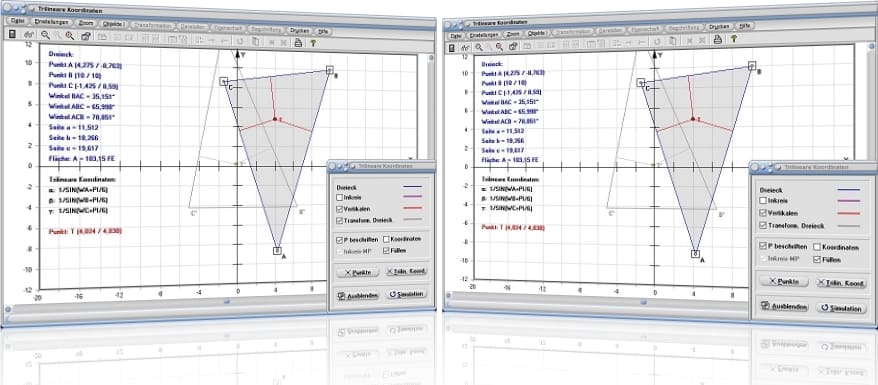 MathProf - Trilineare Koordinaten - Trilinear - Dreieck