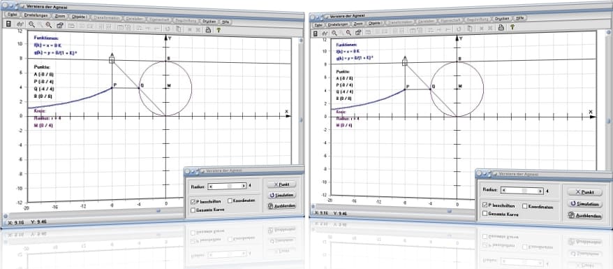 MathProf - Versiera der Agnesi - Kurve 3. Ordnung - Definition - Rechner - Berechnen - Darstellen - Zeichnen