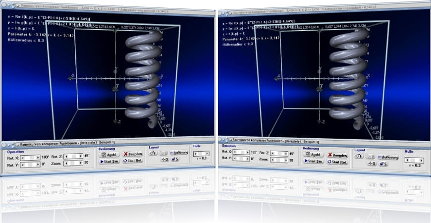 MathProf - Raumkurve - Komplex - Komplexe Zahlen - 3D - Kurven - Parameterdarstellung - Parameterkurven - Parametrisierte Kurven - Parameter - Funktionen - Kurve - Kurven im Raum 