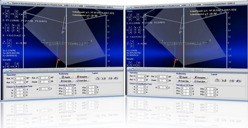 MathProf - Ebene - Koordinatengleichung - Ebenen - Ebenengleichung - Ebenengleichungen - Koordinatendarstellung - Koordinatenform - Parameterfreie Form