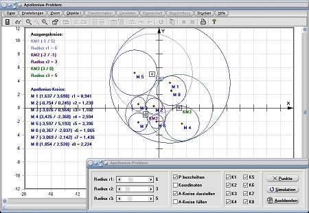 MathProf - Apollonius - Problem - Apollonisches Problem - Berührproblem - Kreis - Kreise - Graph - Rechner - Berechnen - Darstellen - Zeichnen