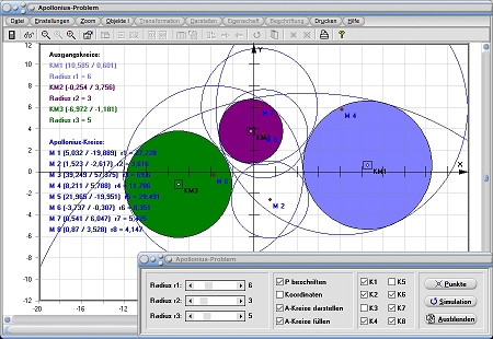 MathProf - Apollonius - Problem - Apollonisches Problem - Berührproblem - Kreis - Kreise - Graph - Rechner - Berechnen - Darstellen - Zeichnen