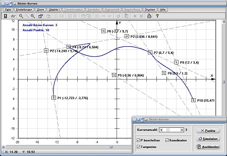 MathProf - Bezier Kurve - Bezier Kurven - Bezier - Spline - Generator - Interpolation - Darstellen - Formel - Zeichnen - Plotten