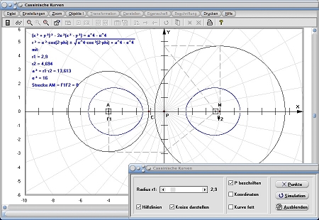 MathProf - Cassinische Kurven - Cassini - Kurve - Formel - Funktion - Gleichung - Definition - Graph - Rechner - Berechnen - Darstellen - Zeichnen - Plotten