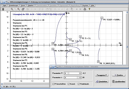 MathProf - Komplex - Komplexe Zahlen - DGL - Grafisch - Plotter - Parameter - Rechner - Grafik - Bilder - Darstellung - Plot - Berechnung - Bedingung - Lösung - Darstellen - Tabelle