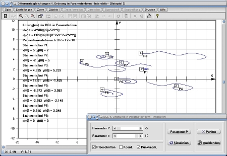 MathProf - Differentialgleichung - DGL - Gekoppelte Differentialgleichung - Gekoppelte DGL - Parameter - dx - dy - dt - Rechner - Berechnen