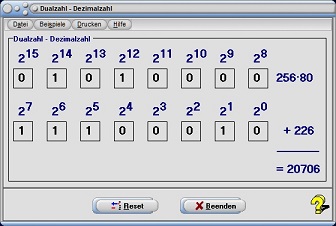 MathProf - Dezimalzahlen - Binärzahl - Binärzahlen - Umwandeln - Umwandlung