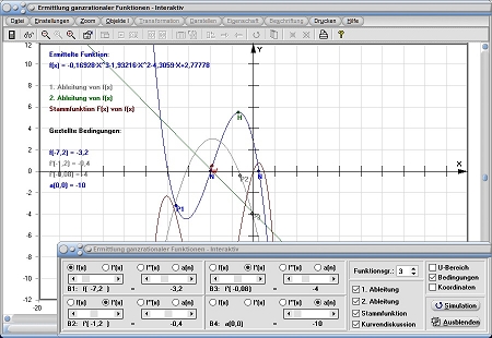 MathProf - Polynom - Bestimmen - Aufstellen - Ableitung - Koeffizienten -  Ableitungsfunktionen - Vorgegebene Bedingungen - Extremstellen - Funktion 2. Grades - Berechnen - Rechner