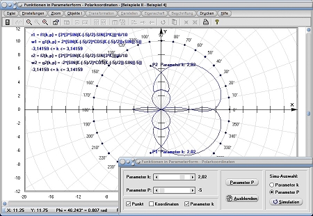 MathProf - Parametergleichung - Kurve - Parameterkurve - Polar - Polarform - Polarkoordinaten  - Kurven zeichnen - Parameterform - Plotter - Funktion - Beispiel - Funktionsplotter - Funktionsgraphen - Graphen - Zeichnen - Eigenschaften - Funktionswerte - Parameterwerte - Bahnkurve - Parametrische Darstellung