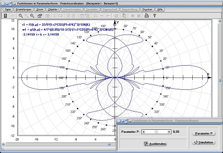 MathProf - Parameterkurven - Parametergleichungen - Parameterform - Ebene Kurven - Parametrisierte Kurve - Funktionsplotter - Kurven zeichnen - Funktionsgraph - Polarkoordinaten - Graph