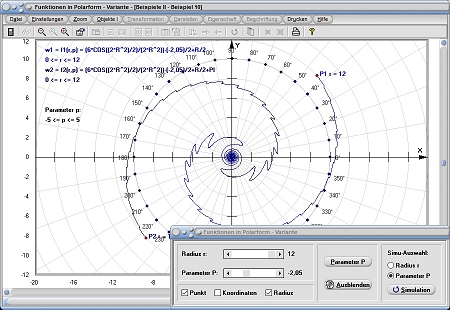 MathProf - Polares Koordinatensystem - Polardiagramm - Koordinaten - Polarform - Polardarstellung - Funktionsterm - Funktion - Kurve - Darstellung - Plot - Graphik - Beispiel - Grafische Darstellung - Funktionsgraphen - Graphen - Graphen zeichnen - Funktionsplotter - Polarkoordinatensystem - Polarkoordinatendarstellung - Polarkoordinaten - Plotter - Funktionen - Grafische Darstellung
