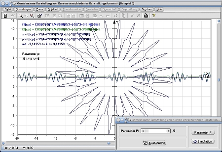 MathProf - Zwei Funktionen - Mehrere Funktionen - Gleichzeitig - Gemeinsam - Polarform - Parameterform - Explizit - Graph - Grafisch - Darstellen - Zeichnen - Parameter - Plotten