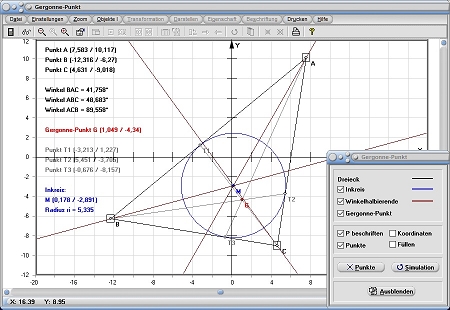 MathProf - Gergonne - Rechner - Berechnen - Darstellen - Zeichnen - Grafisch