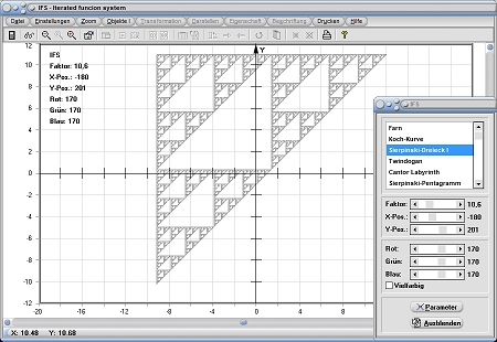 MathProf - IFS- Koeffizienten - Transformation - Zufall - Bildpunkte - Bild - Sierpinski - Dreieck