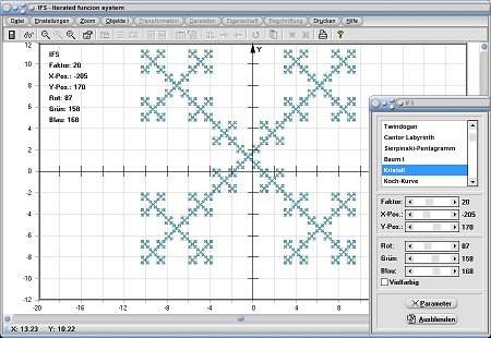 MathProf - IFS- Koeffizienten - Transformation - Zufall - Bildpunkte - Bild - Kristall