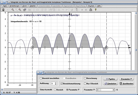 MathProf - Fläche - Graph - Kurve - Fläche zwischen Graph und x-Achse - Integrationskonstante - Integrationsvariable - Integrand - Fläche zwischen zwei Kurven - Numerische Berechnung - Komplex - Realteil - Imaginärteil - Real - Imaginär - Funktionen - Kurven - Zeichnen - Plotten - Darstellen