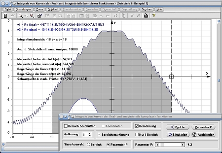 MathProf - Integral bilden - Bereich - Intervall - Orientierte Fläche - Berechnen - Bestimmtes Integral - Intervalle - Polarkoordinaten - Komplex - Realteil - Imaginärteil - Real - Imaginär - Rechner - Plotter - Darstellen - Zeichnen