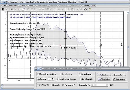 MathProf - Komplexe Funktion - Komplexe Funktionen - Parameter - Werte - Formel - Integral - Realteil - Integrieren - Integrale - Plotten - Graphen - Integralrechner - Kurvenlänge - Rechner - Berechnen