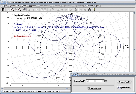 MathProf - Konforme Abbildung - Koform - Konforme Ortskurve - Ortskurve - Zeichnen - Darstellen - Plotten - Rechner - Beispiel