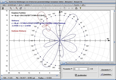 MathProf - Konforme Abbildung - Koform - Konforme Ortskurve - Ortskurve - Zeichnen - Darstellen - Plotten - Rechner - Beispiel
