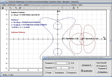 MathProf - Konforme Abbildung - Koform - Konforme Ortskurve - Ortskurve - Zeichnen - Darstellen - Plotten - Rechner - Beispiel