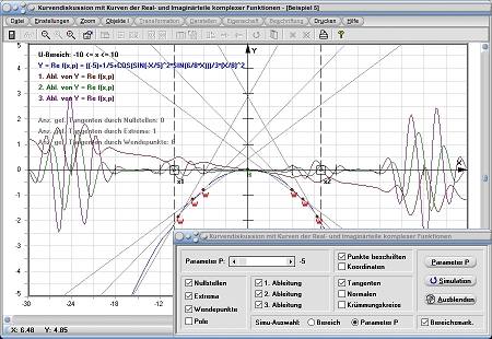 MathProf - Kurvendiskussion - Extrempunkte - Komplex - Realteil - Imaginärteil - Real - Imaginär - Rechner - Berechnen - Plotter - Darstellen - Relative Extremwerte - Relativer Hochpunkt - Relativer Tiefpunkt - Relatives Maximum - Relatives Minimum - Tabelle - Ableitungsfunktion - Polstellen - Wendestellen - Beispiel - Lokale Extrema - Wendepunkt - Nullstelle - Tiefpunkt - Extrema - Steigung - Bedingungen - Ableitung - 1. Ableitung - 2. Ableitung - Funktionseigenschaften - Steigungsverhalten - Darstellen - Rechner - Berechnen - Schaubild