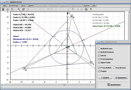 MathProf - Malfatti - Kreis - Kreise - Problem - Graph - Rechner - Berechnen - Darstellen - Zeichnen