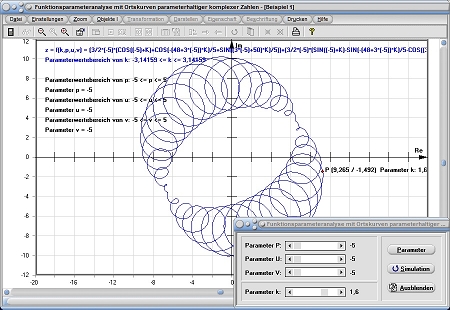 MathProf - Ortskurve - Komplex - Komplexe Zahlen - Funktion - Kurve - Parameter - Parameterkurven - Parametergleichungen - Parameterform - Graph - Funktionsplotter - Funktionsgleichung - Funktionen mit Parametern - Darstellen - Plotten - Graph - Grafik - Zeichnen - Plotter