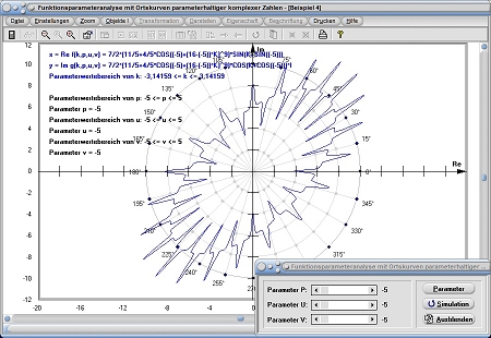 MathProf - Ortskurve - Komplex - Komplexe Zahlen - Parameter - Simulation - Kurven - Plotten - Funktion - Funktionsparameter - Zeichnen - Beispiel - Funktionen mit Parametern - Funktionsplotter - Funktionsanalyse - Parameterwert - Parameterbestimmung - Darstellen - Graph - Grafik - Zeichnen - Plotter