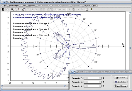 MathProf - Ortskurve - Komplex - Komplexe Zahlen - Parameter - Plotten - Bestimmen - Bestimmung - Wert - Parametrisieren - Parametrisierung - Parameterwert - Funktionen - Funktionsparameter - Darstellen - Graph - Beispiel - Grafik - Zeichnen - Plotter