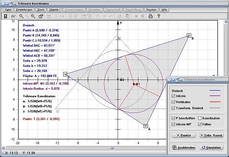 MathProf - Trilineare Koordinaten - Trilinear - Dreieck