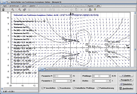 MathProf - Vektorfeld - Vektorfelder - Grafisch - Komplexe Zahlen - Plotter - Parameter - Definition