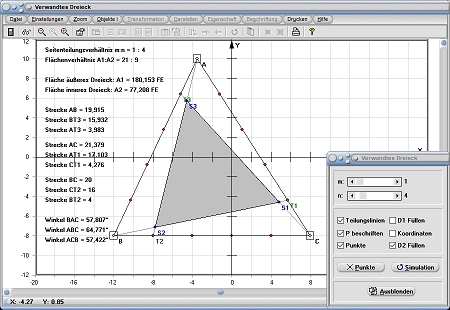 MathProf - Seitenlänge - Proportion - Verhältnisse - Dreieck - Dreiecke - Innen - Außen - Seite - Seiten - Rechner - Berechnen - Darstellen