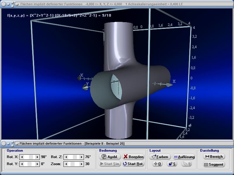 MathProf - Isosurface - Isosurfaces - 3D - Implizit - Simulator - Flächenfunktion - Vektorwertige Funktionen - Vektorwertige Funktion - Mehrdimensionale Funktion - x - y- z 