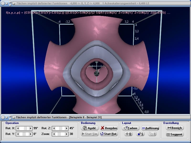 MathProf - Isosurface - Isosurfaces - 3D - Flächen - Implizit - Dreidimensional - Darstellung - Parameter - Präsentation - Räumlich - Plotter - Eigenschaften - 3D-Fläche - Plotten
