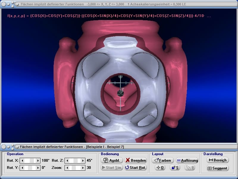 MathProf - 3D - Isofläche - Isoflächen - Implizit - Plotter für f(x,y) - Funktionen mit 3 Variablen -Zeichnen - Funktionen der Form f(x,y,z) - Reelle Funktionen - Surface plot - Flächen im Raum