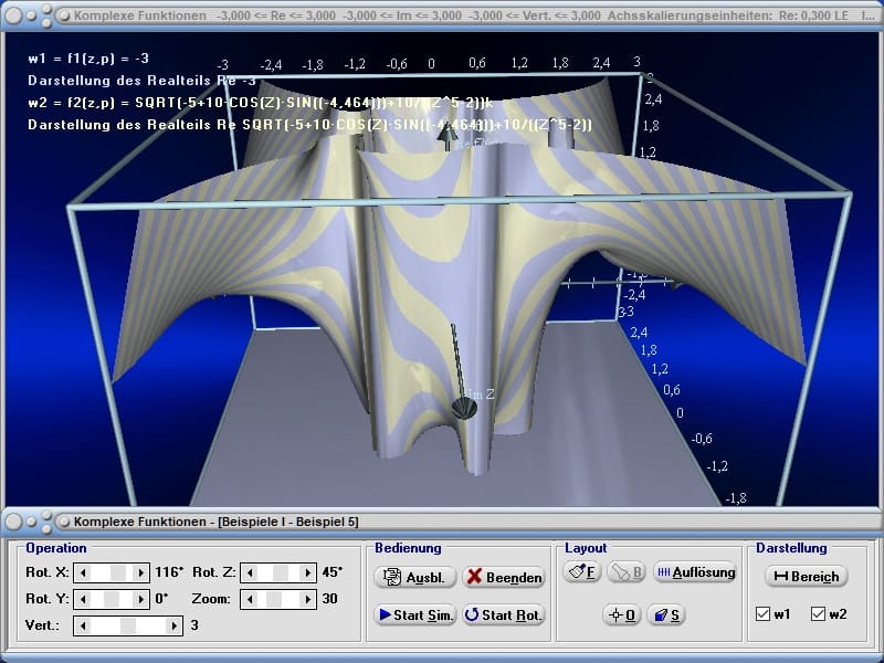 MathProf - Komplexe Funktionen - Komplexe Funktion - 3D - Realteil - Imaginärteil - Betrag - Funktionen - Flächen - Dreidimensional - Zeichnen - Kartesisch