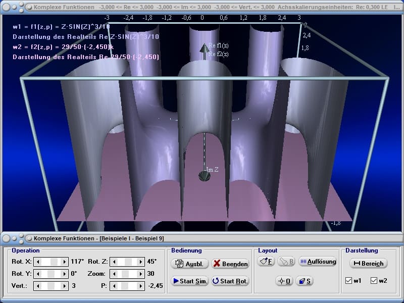 MathProf - Komplexe Funktion - Flächen im Raum - Flächenfunktion - 3D - Flächen - Funktionsplotter - Graph - 3D Funktionen - Darstellen - Graph - Grafik - Zeichnen - Schaubild