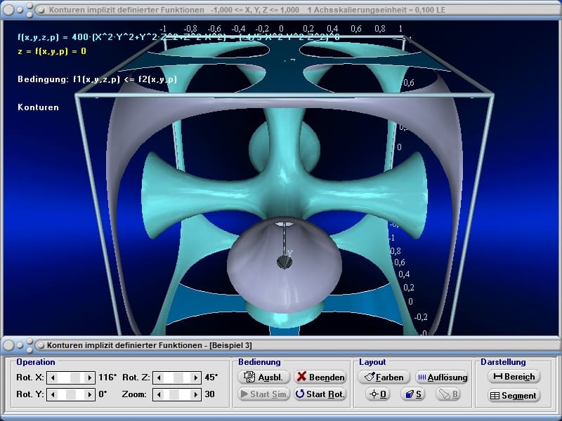 MathProf - Isofläche - Isoflächen - Isosurface - 3D - Funktionen - Dreidimensionale Funktion - 3D-Graph - 3D-Plotter - 3D-Funktionen - 3D Rechner - 3D Darstellung - Images - Flächen - Implizit - Animationen - Simulation - Bedingung