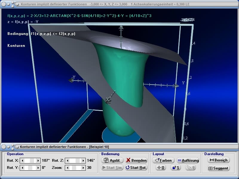 MathProf - Isofläche - Isoflächen - Isosurface - Isosurfaces - 3D - Implizit - Plotter für f(x,y,z) - Funktionen mit 3 Variablen -Zeichnen - Funktionen der Form f(x,y,z) - Reelle Funktionen - Surface plot - Flächen im Raum - Bedingungen 