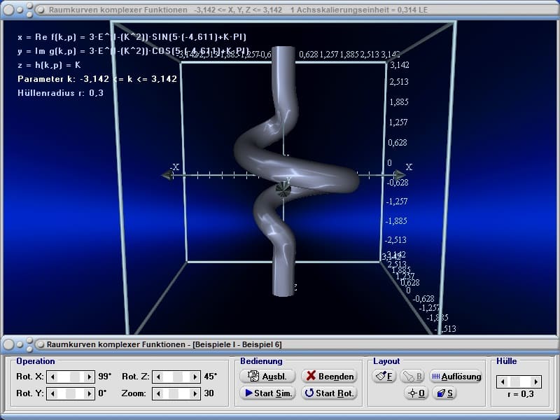  MathProf - Funktionen - 3D - Kurve - Komplexe Zahlen - Pameterdarstellung - Ring - Eigenschaften - Parameter - Länge - Bogen - Rechner - Zeichnen