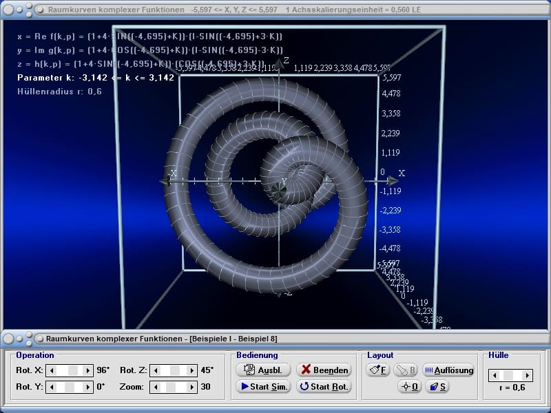 MathProf - Parameterdarstellung - Komplex - 3D-Plotter - Dreidimensional - 3D - Plotten von Raumkurven - Raumkurven berechnen