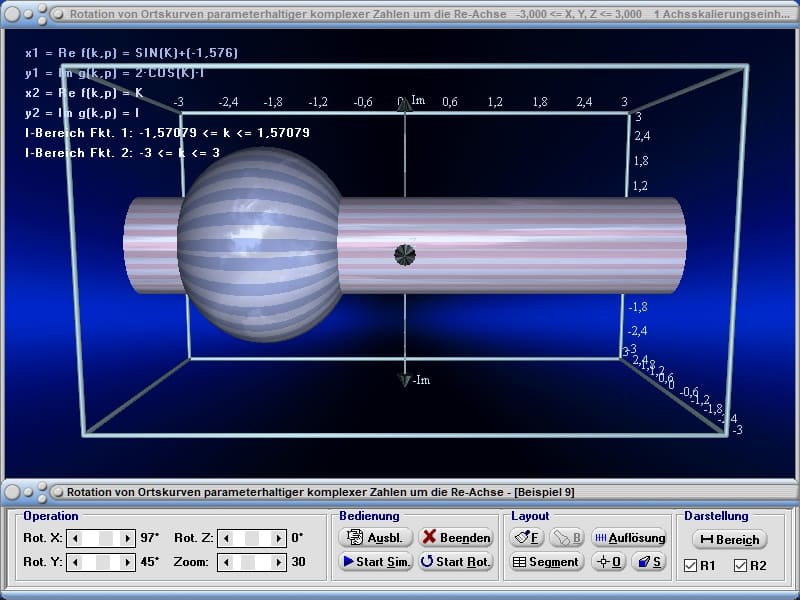MathProf - Komplex - Ortskurven - Ortskurve - Komplexe Funktion - X-Achse - Rotationskörper -.Rotation - Plot - Darstellung - Berechnen - Beispiele - Formel - Volumen - Rechner - Plotter - Darstellen