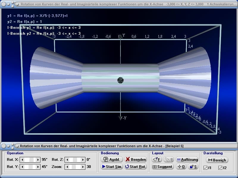 MathProf - Komplex - Realteil - Imaginärteil - Real - Imaginär - X-Achse - Rotation - Rotationskörper - R3 - 3D - Simulation - Animation - Rechner - Berechnen - Plotter - Darstellen