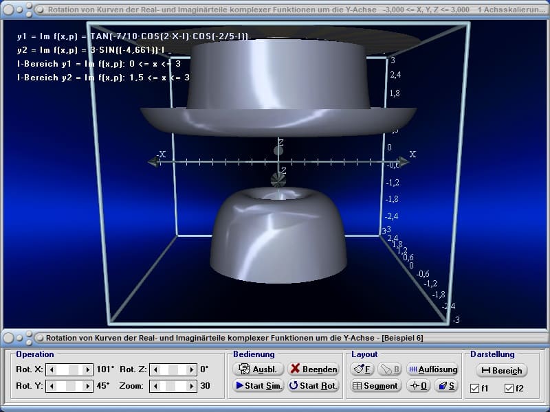 MathProf - Komplex - Realteil - Imaginärteil - Real - Imaginär - Y-Achse - Rotationskörper -.Rotation - Plot - Darstellung - Berechnen - Beispiele - Formel - Volumen - Rechner - Plotter - Darstellen